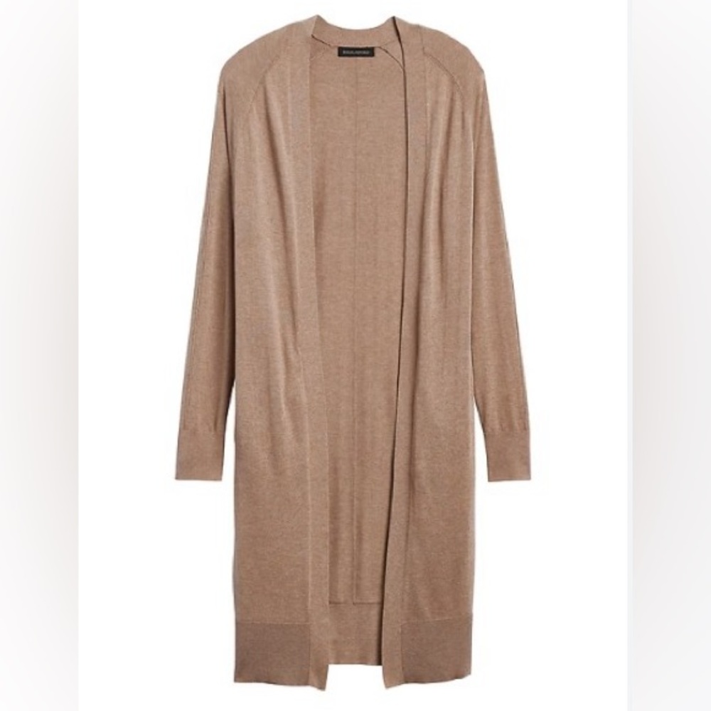 Banana Republic Silk Cotton Duster Cardigan – Tan Open Front Sweater XS